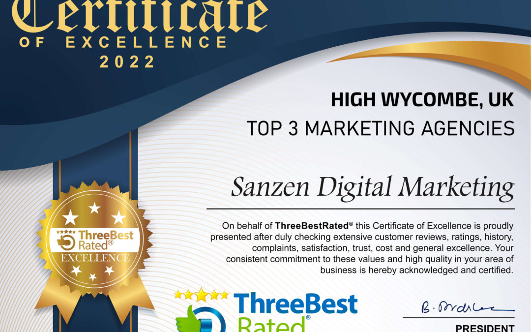 We did it again! Sanzen Digital recommended in 3 Best Marketing Agencies in High Wycombe for 2022
